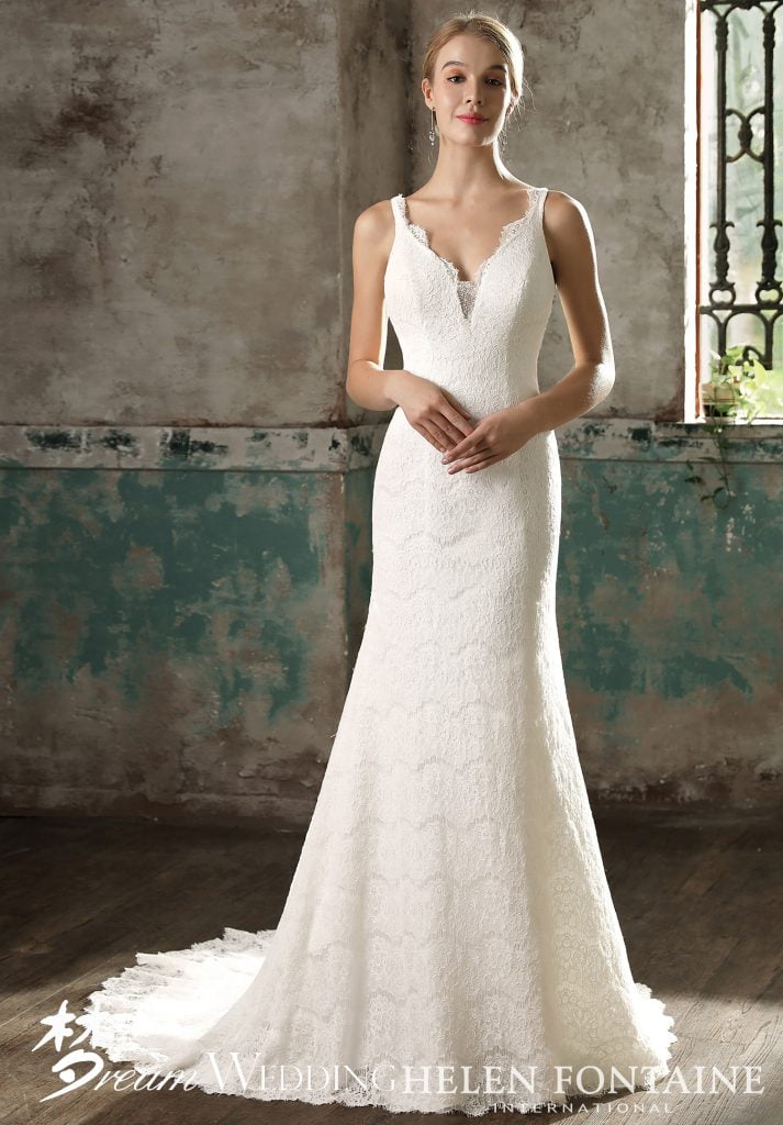 Triangle Spaghetti Strap Wedding Dress